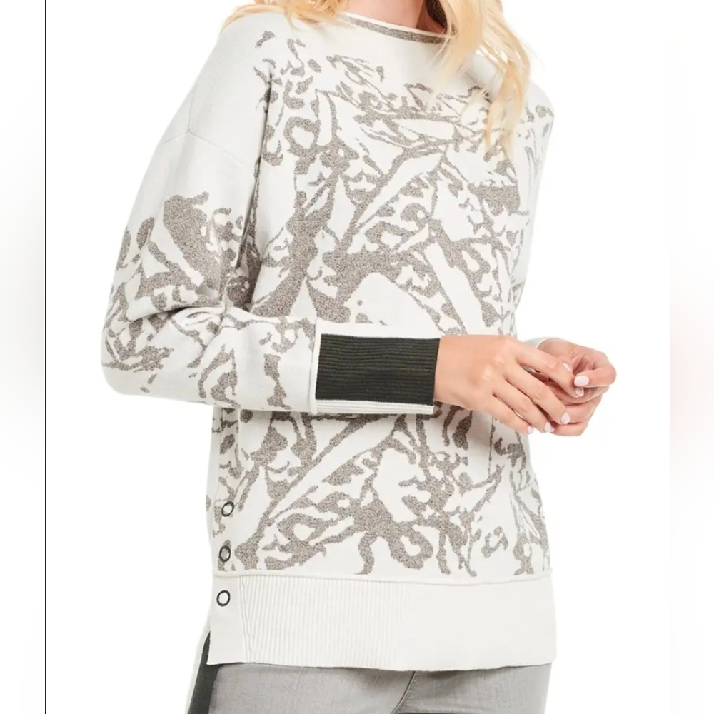 Nic&Zoe‎ Sweater Womens Size S Small Snowbird Jacquard Knit Stretch Abstract